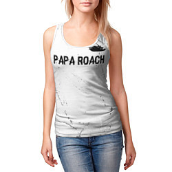 Майка-безрукавка женская Papa Roach glitch на светлом фоне посередине, цвет: 3D-белый — фото 2