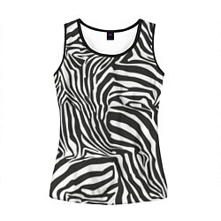 Майка-безрукавка женская Шкура зебры черно - белая графика, цвет: 3D-черный