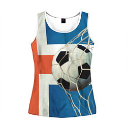 Майка-безрукавка женская Исландский футбол, цвет: 3D-белый