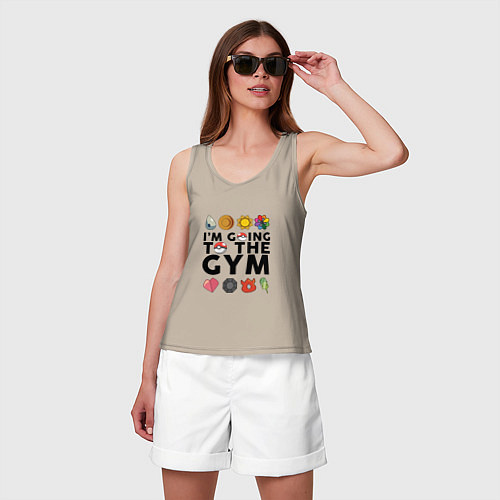 Женская майка Pokemon Im going to the gym (black) / Миндальный – фото 3