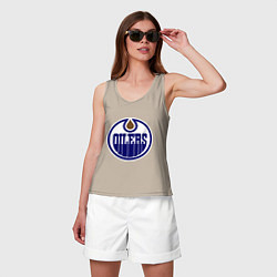 Майка женская хлопок Edmonton Oilers, цвет: миндальный — фото 2