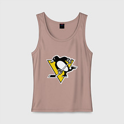 Майка женская хлопок Pittsburgh Penguins, цвет: пыльно-розовый