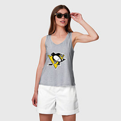 Майка женская хлопок Pittsburgh Penguins, цвет: меланж — фото 2