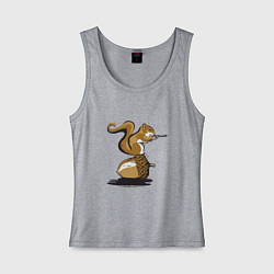 Майка женская хлопок Белка с орехом, цвет: меланж