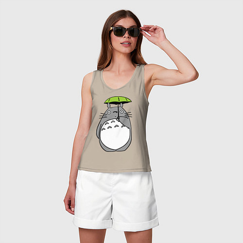 Женская майка Totoro с зонтом / Миндальный – фото 3