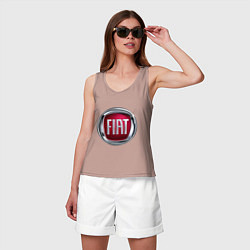 Майка женская хлопок FIAT logo, цвет: пыльно-розовый — фото 2