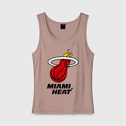 Майка женская хлопок Miami Heat-logo, цвет: пыльно-розовый