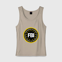 Майка женская хлопок FBI Departament, цвет: миндальный