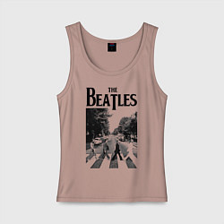 Майка женская хлопок The Beatles: Mono Abbey Road, цвет: пыльно-розовый