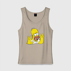 Майка женская хлопок Homer Ahegao, цвет: миндальный