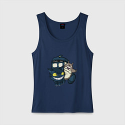 Майка женская хлопок Tardis Totoro, цвет: тёмно-синий
