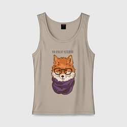 Майка женская хлопок Ум красит человека, цвет: миндальный