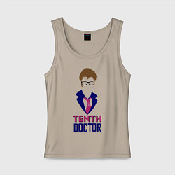 Майка женская хлопок Tenth Doctor, цвет: миндальный