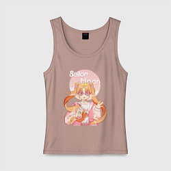 Майка женская хлопок Sailor Moon Coffee, цвет: пыльно-розовый