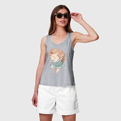 Майка женская хлопок Девочка-ежик кружится в танце, цвет: меланж — фото 2