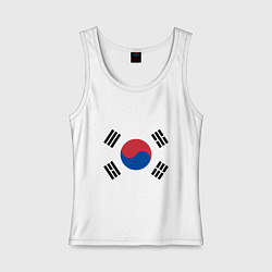 Майка женская хлопок Корея Корейский флаг, цвет: белый