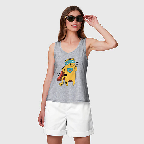 Женская майка Кот Герой / Меланж – фото 3