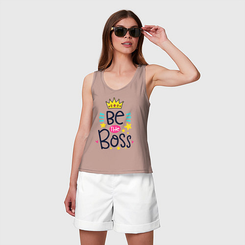 Женская майка Надпись будь боссом / Пыльно-розовый – фото 3