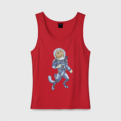 Майка женская хлопок Рыжий космонавт, цвет: красный