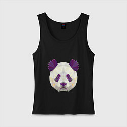 Майка женская хлопок Фиолетовая панда, цвет: черный