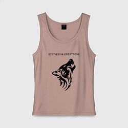 Майка женская хлопок Волк, цвет: пыльно-розовый