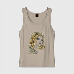 Майка женская хлопок Курт Кобэйн, цвет: миндальный
