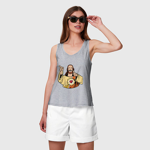 Женская майка Dogma - smile Jesus like / Меланж – фото 3