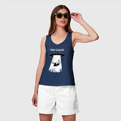 Майка женская хлопок I Want To Believe, UFO, цвет: тёмно-синий — фото 2