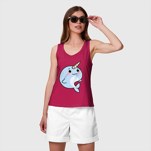 Женская майка Миленький нарвал / Маджента – фото 3