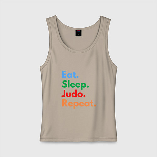 Женская майка Eat Sleep Judo Repeat / Миндальный – фото 1