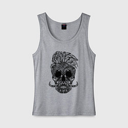 Майка женская хлопок Skull hipster, цвет: меланж