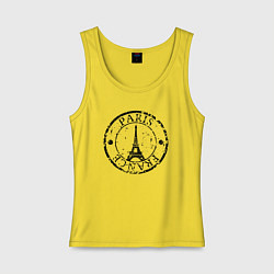 Майка женская хлопок Париж, Франция, Эйфелева башня, цвет: желтый