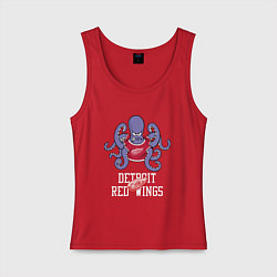 Майка женская хлопок Detroit Red Wings, Детройт Ред Уингз Маскот, цвет: красный