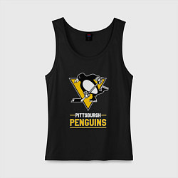 Майка женская хлопок Питтсбург Пингвинз , Pittsburgh Penguins, цвет: черный