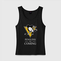 Майка женская хлопок Penguins are coming, Pittsburgh Penguins, Питтсбур, цвет: черный