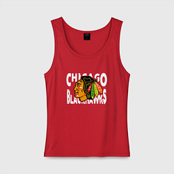 Майка женская хлопок Чикаго Блэкхокс, Chicago Blackhawks, цвет: красный