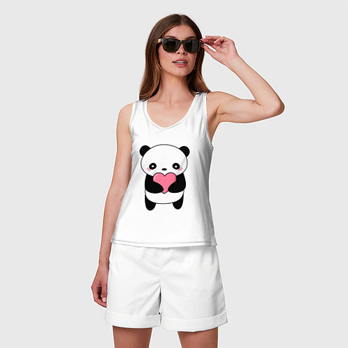 Женская майка КАВАЙНЫЙ ПАНДА KAWAII PANDA / Белый – фото 3