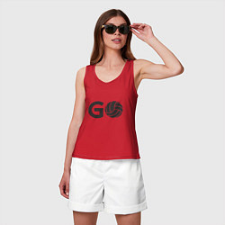 Майка женская хлопок Go Volleyball, цвет: красный — фото 2
