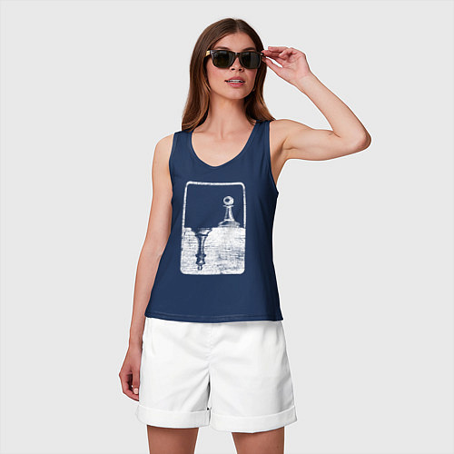 Женская майка Шахматы БелыеЧерные - пешка и король / Тёмно-синий – фото 3