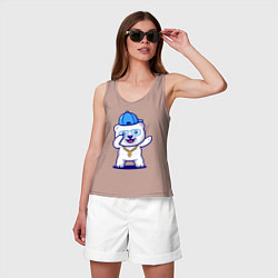 Майка женская хлопок Cool panda Dab, цвет: пыльно-розовый — фото 2