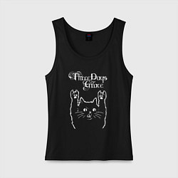 Майка женская хлопок Three Days Grace Рок кот, цвет: черный