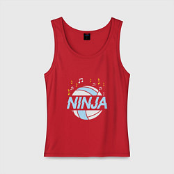 Майка женская хлопок Volleyball Ninja, цвет: красный