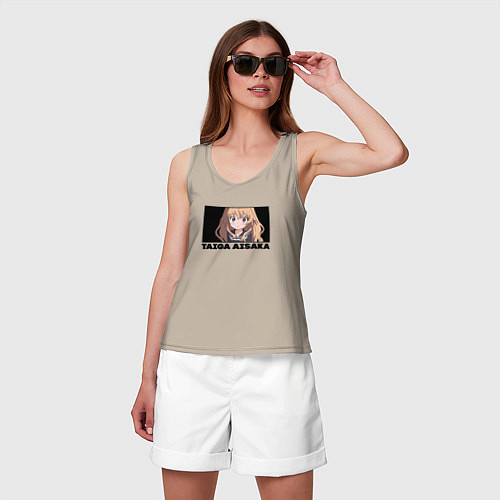 Женская майка Удивлённая Тайга Торадора / Миндальный – фото 3