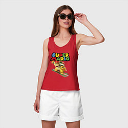 Майка женская хлопок Bowser Super Mario Nintendo, цвет: красный — фото 2