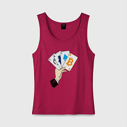 Майка женская хлопок Криптовалютные карты, цвет: маджента