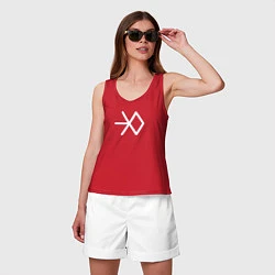 Майка женская хлопок Логотип exo, цвет: красный — фото 2