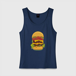 Майка женская хлопок Самый вкусный гамбургер, цвет: тёмно-синий