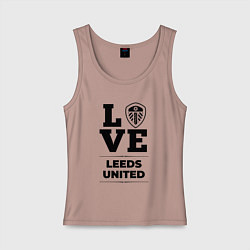 Майка женская хлопок Leeds United Love Классика, цвет: пыльно-розовый