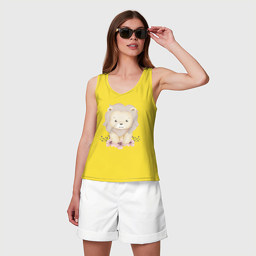 Женская майка Милый Львёнок С Цветами / Желтый – фото 3