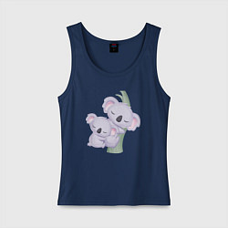 Майка женская хлопок Милые Коалы На Дереве, цвет: тёмно-синий